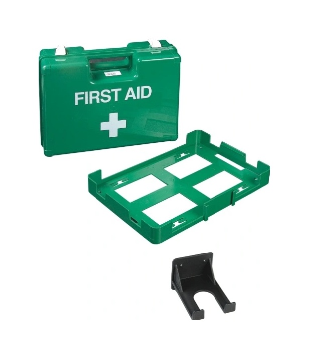 Leerer Erste-Hilfe-Kasten aus medizinischem ABS-Kunststoff mit Trennwand und Wandaufhängung