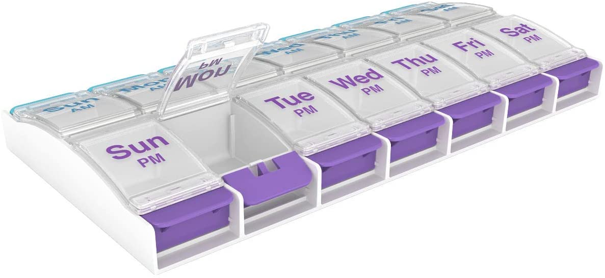 Hot Selling Plastic Push Button Weekly Daily Medicine Organizer