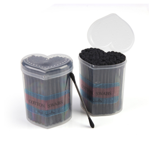 Hochwertiges Make-up in Herzform, schwarzes Wattestäbchen mit Kunststoffbox